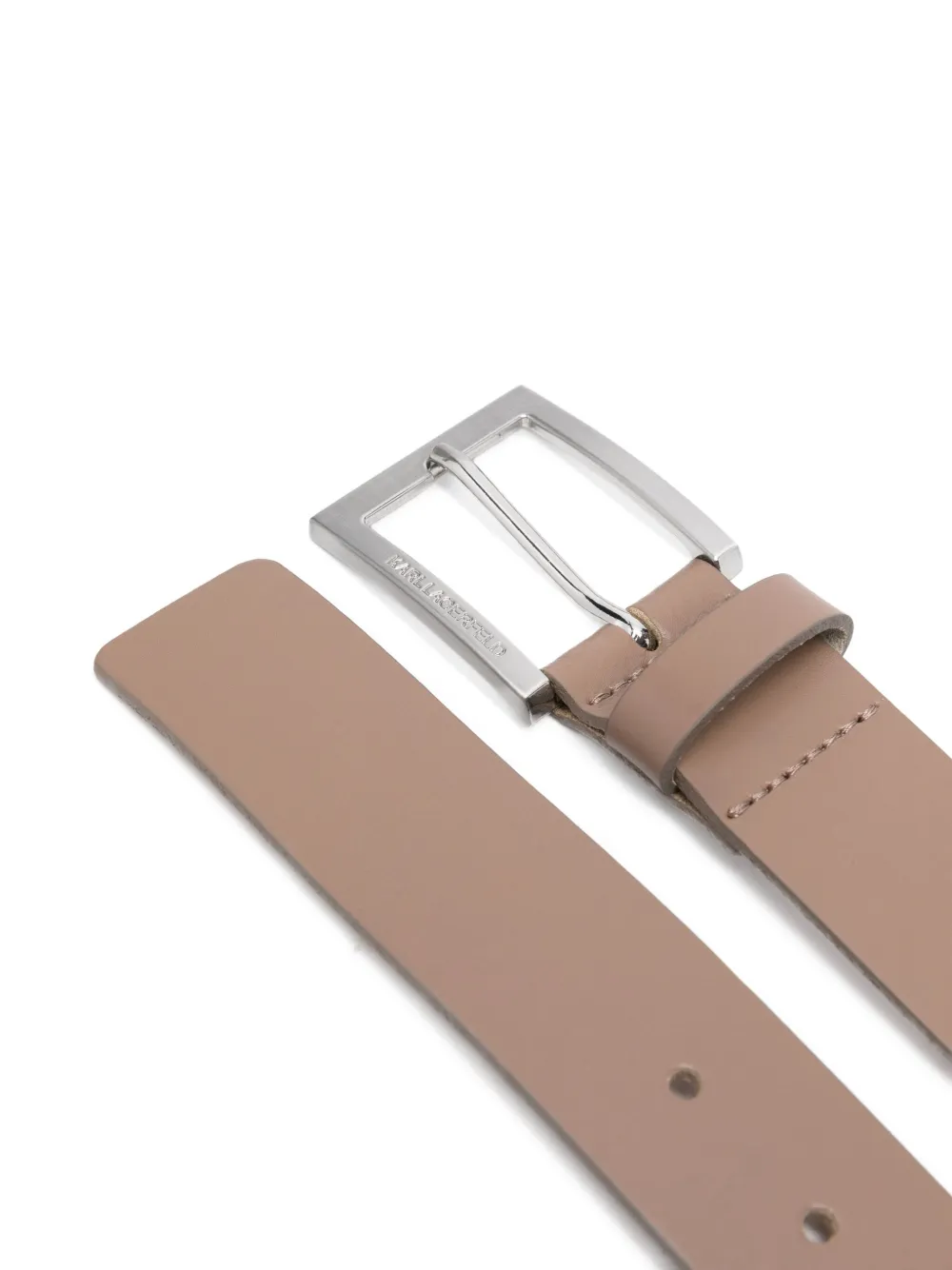 Karl Lagerfeld square-buckle leather belt - Beige