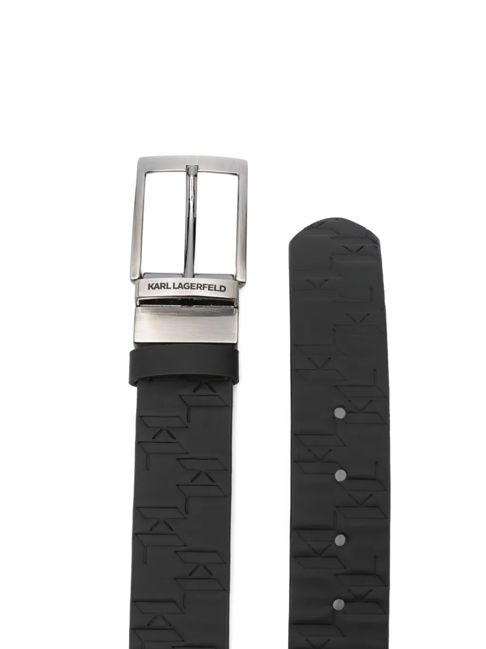 Karl Lagerfeld embossed-buckle belt Zwart