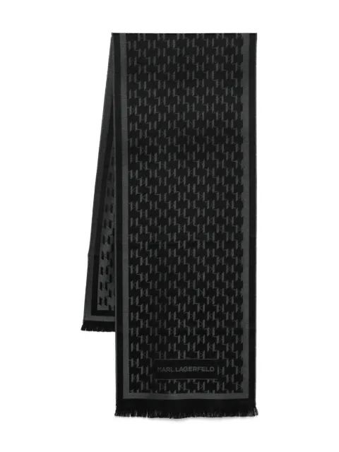 Karl Lagerfeld monogram wool-blend scarf