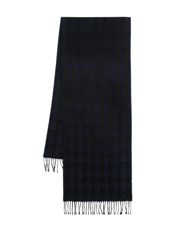 Karl Lagerfeld Fringed Patterned Scarf Blue FARFETCH IN
