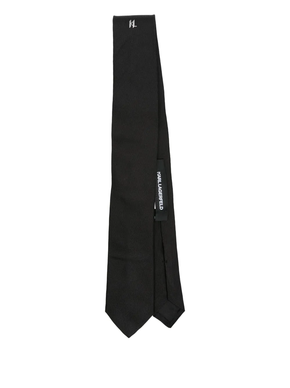 logo-embroidered silk tie