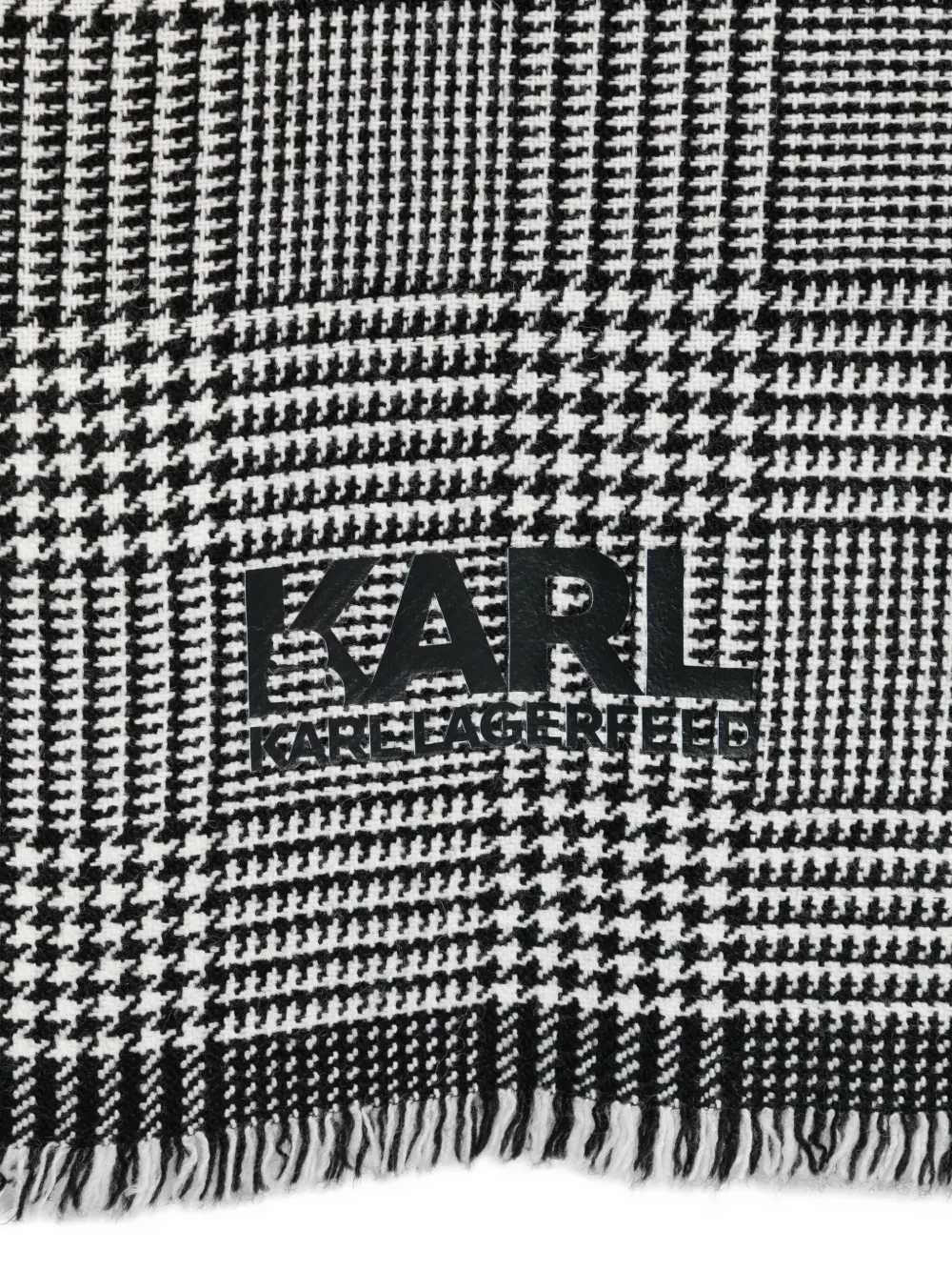 Karl Lagerfeld houndstooth-check wool scarf - Zwart