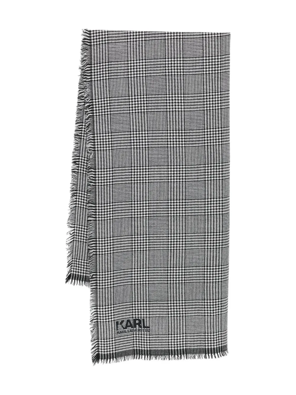 Karl Lagerfeld houndstooth-check wool scarf Zwart