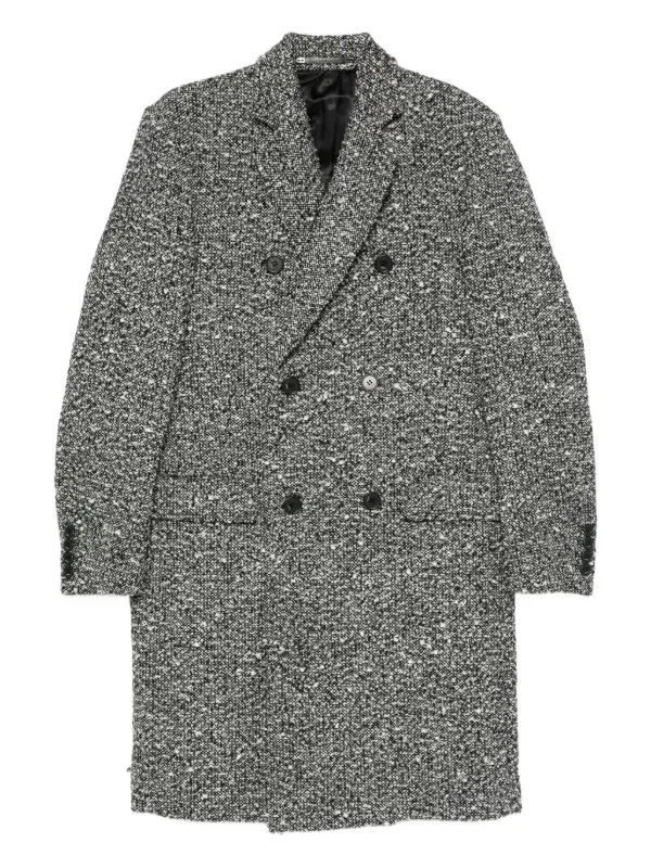 【6万円】Karl LAGERFELD マルチツイードデザイン　チェスターコート Karl Lagerfeld ダブルコート | ブラック | FARFETCH JP