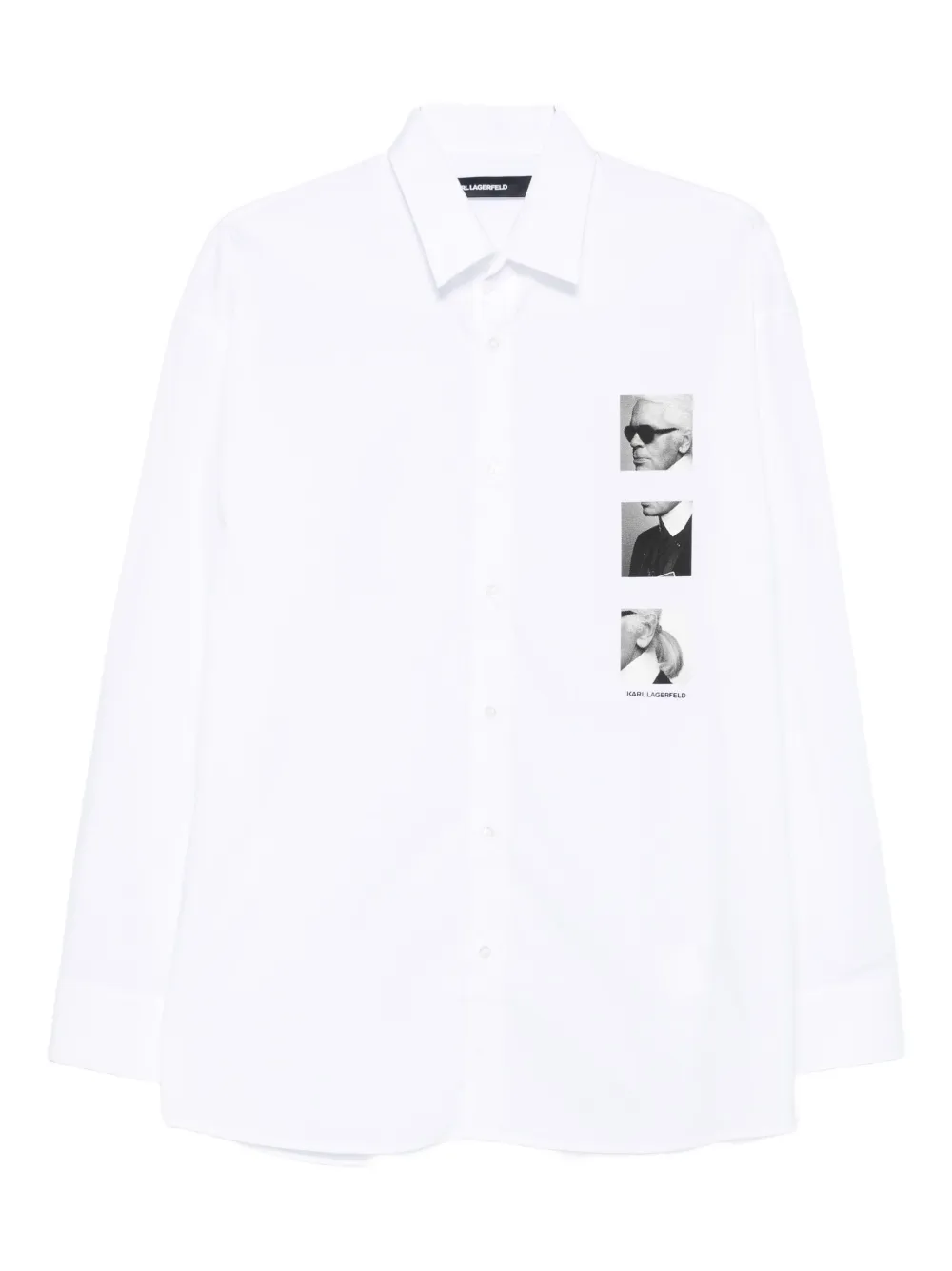 Karl Lagerfeld Portrait-print Long-sleeves Shirt In White
