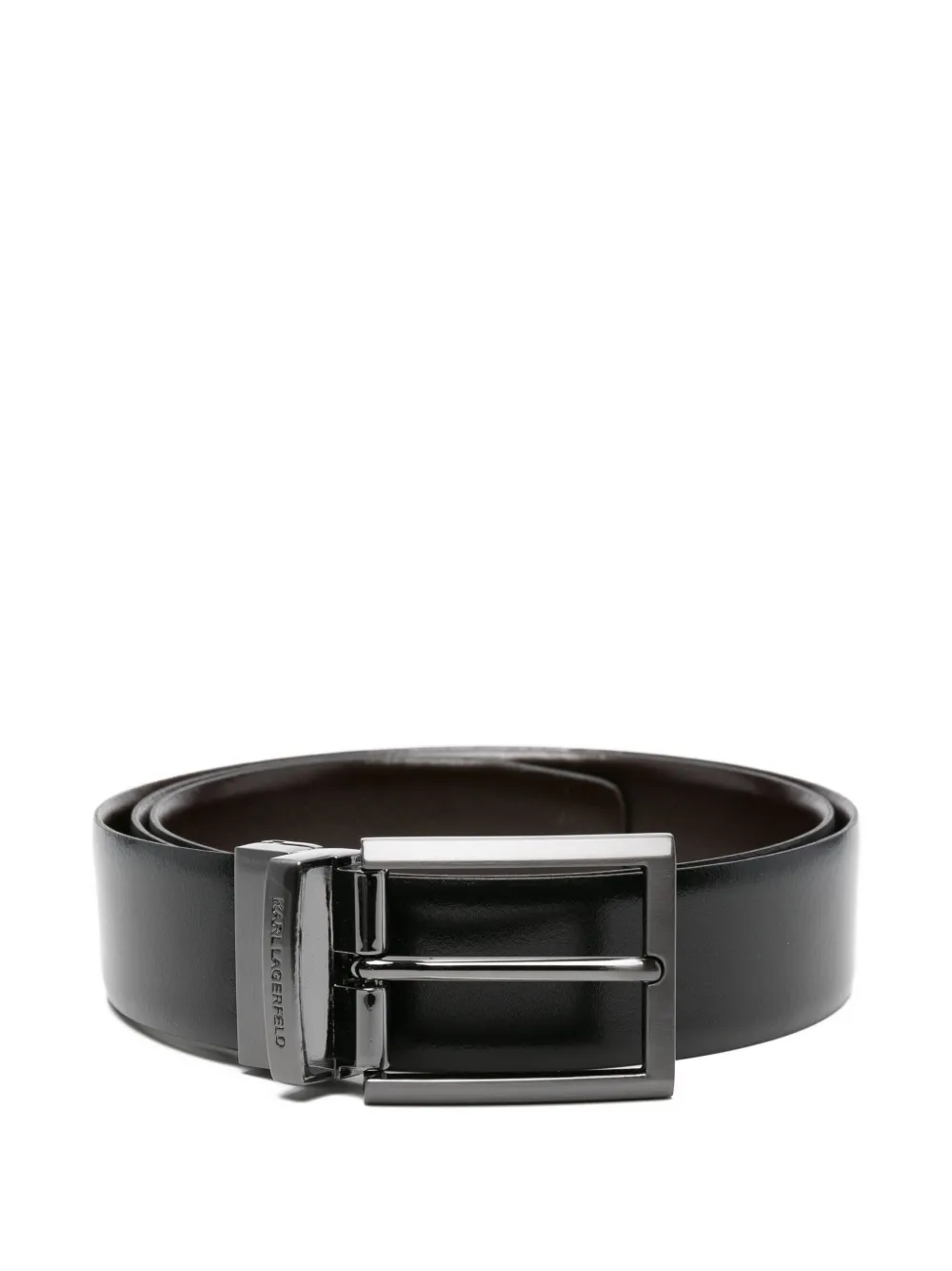 Karl Lagerfeld reversible leather belt Zwart