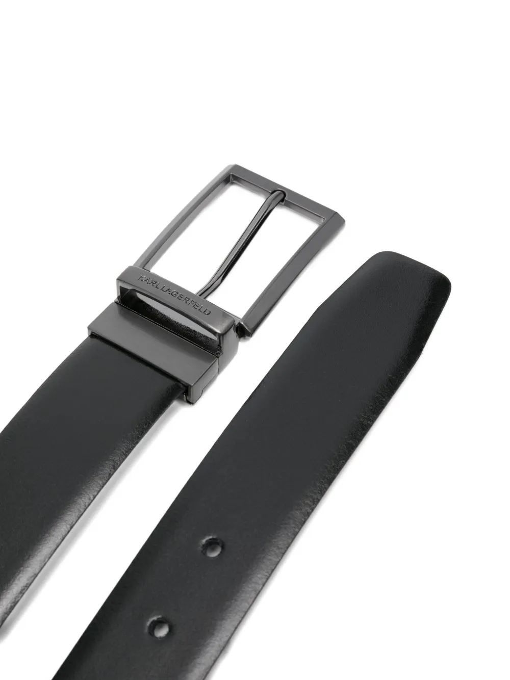 Karl Lagerfeld reversible leather belt Zwart