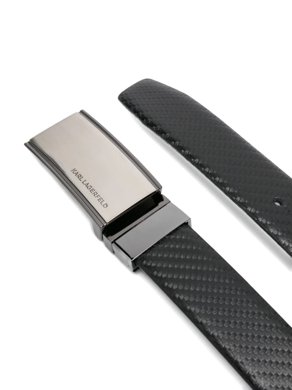 Karl Lagerfeld Leren riem met textuur - Zwart