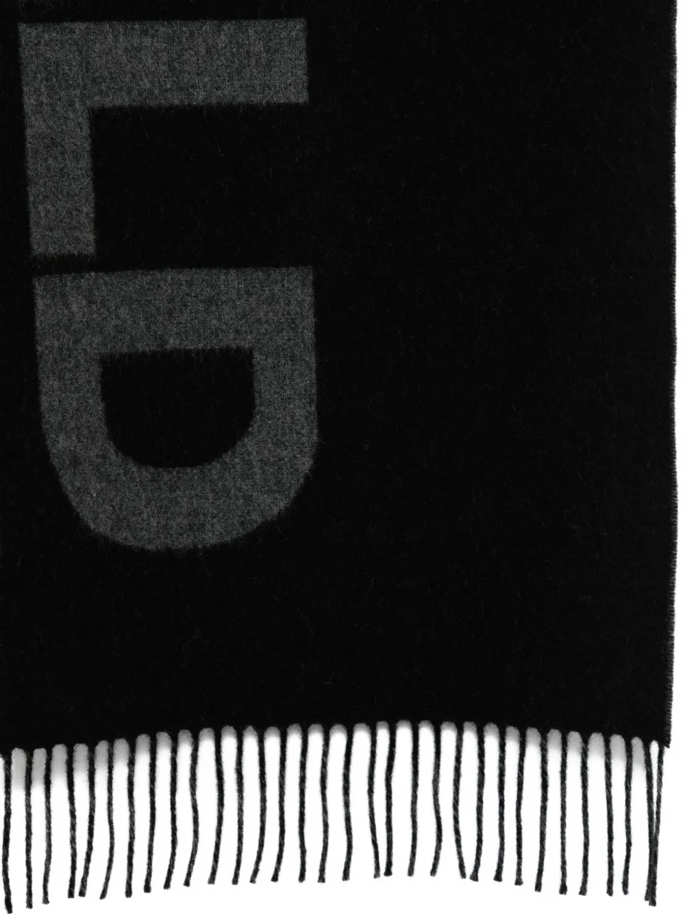 Karl Lagerfeld logo-plaque fringe scarf - Zwart