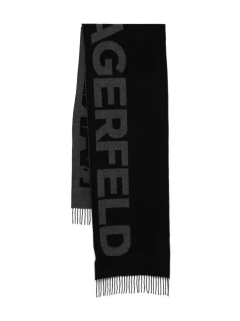 Karl Lagerfeld logo-plaque fringe scarf