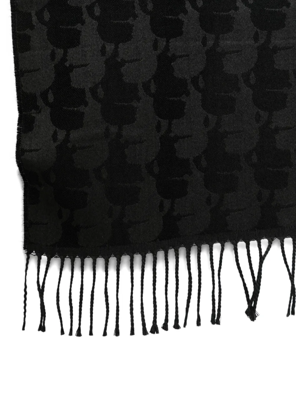 Karl Lagerfeld patterned fringe scarf - Bruin