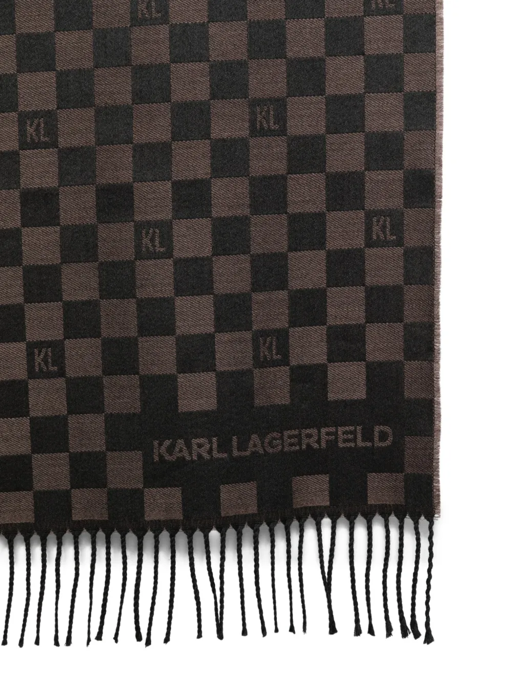 Karl Lagerfeld Geruite sjaal met franje Bruin