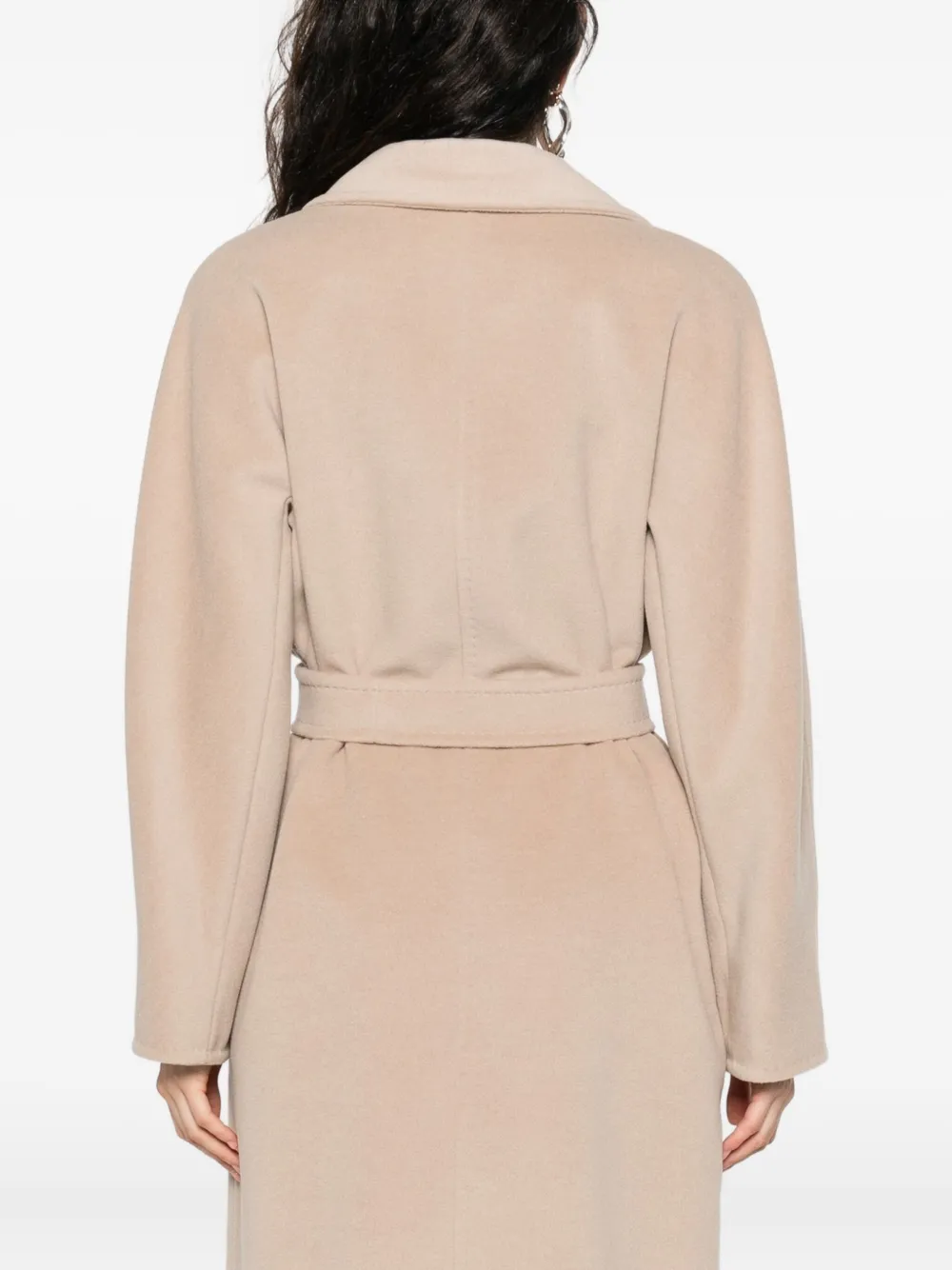 Max Mara Jas met ceintuur en dubbele rij knopen Bruin