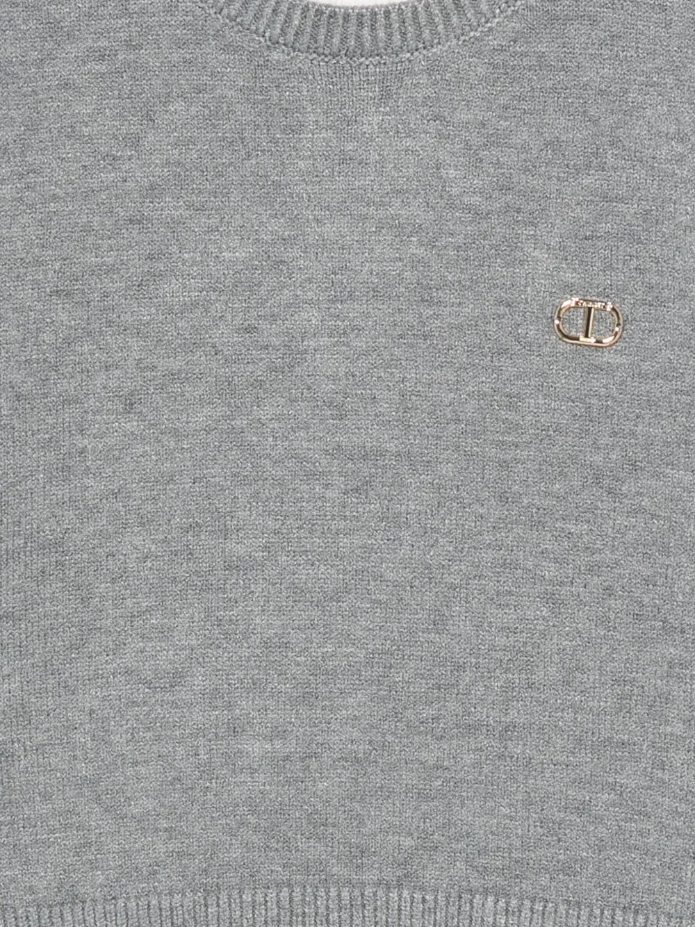 TWINSET Kids Trui met logoplakkaat en ronde hals Grijs