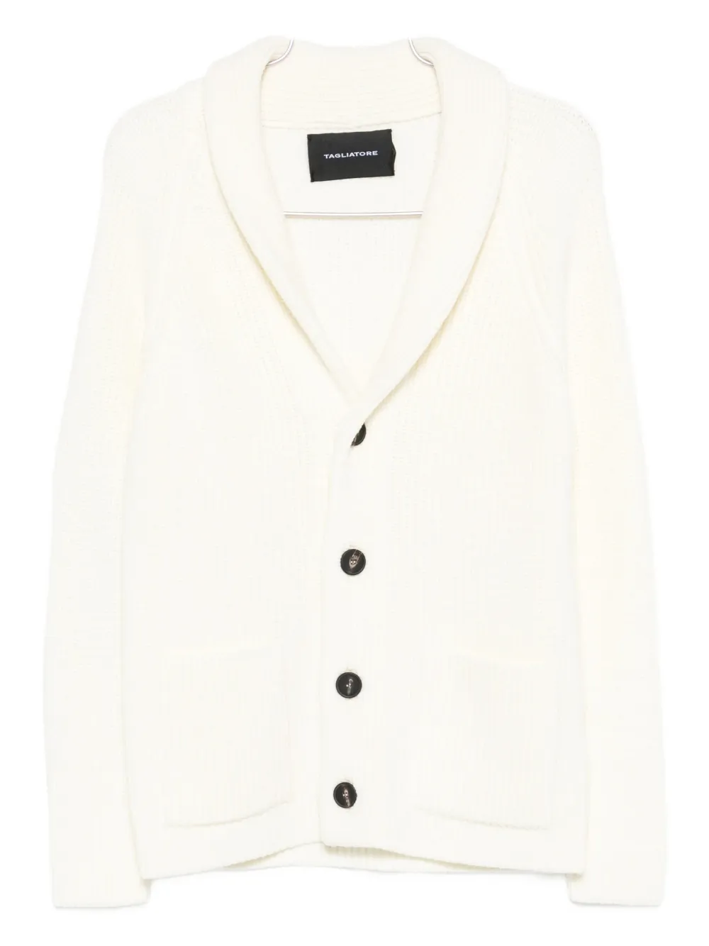 Tagliatore Shawl-collar Ribbed Cardigan In Neutral