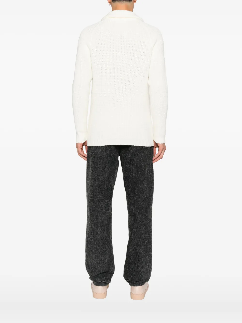 Tagliatore Shawl-collar Ribbed Cardigan In Neutral
