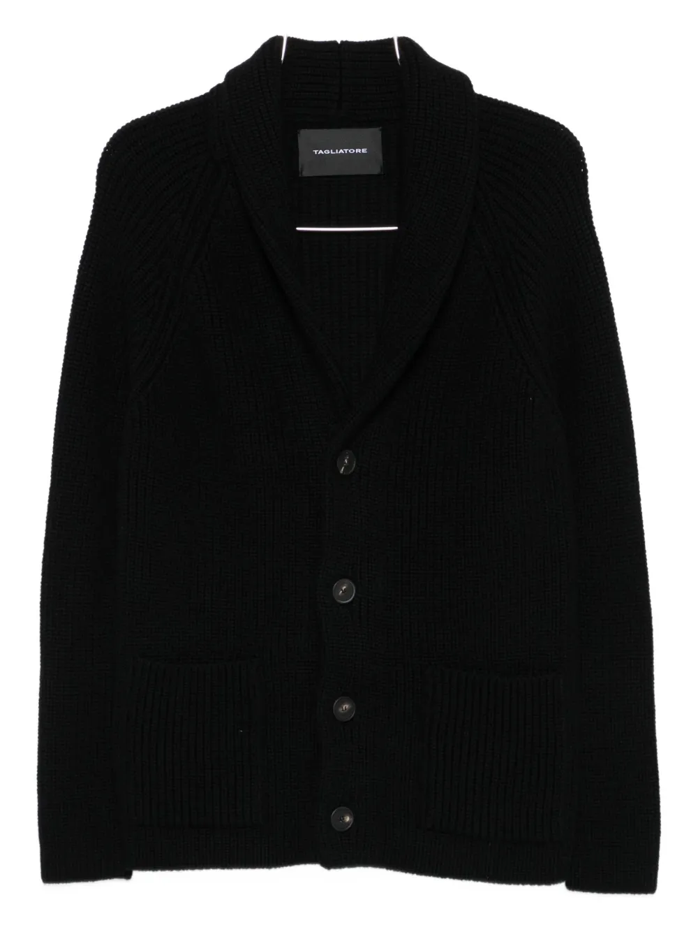 Tagliatore Shawl-collar Ribbed Cardigan In Black