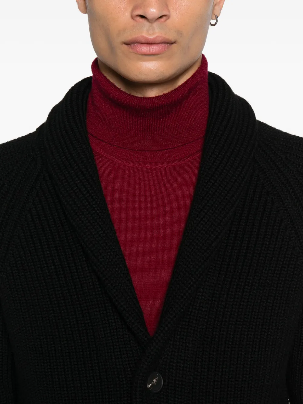 Tagliatore Ribgebreid vest Zwart