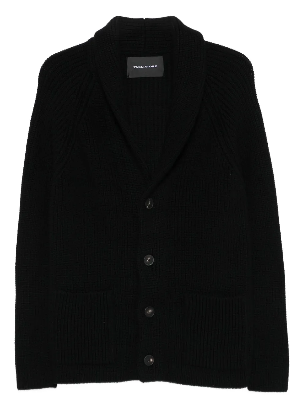 Tagliatore shawl-collar ribbed cardigan | Black | Image 1