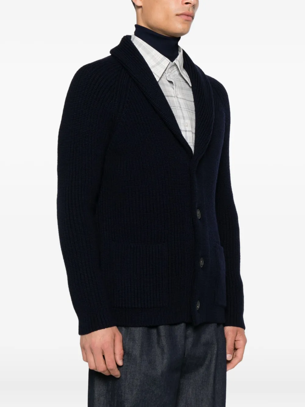 Tagliatore Vest met sjaalkraag en opgestikte zak Blauw