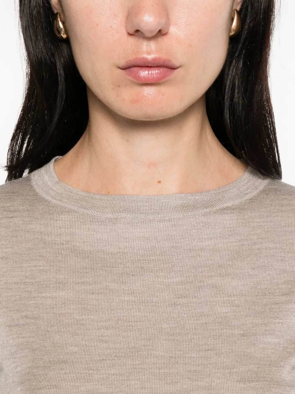 Brunello Cucinelli long-sleeve round-neck sweater Beige