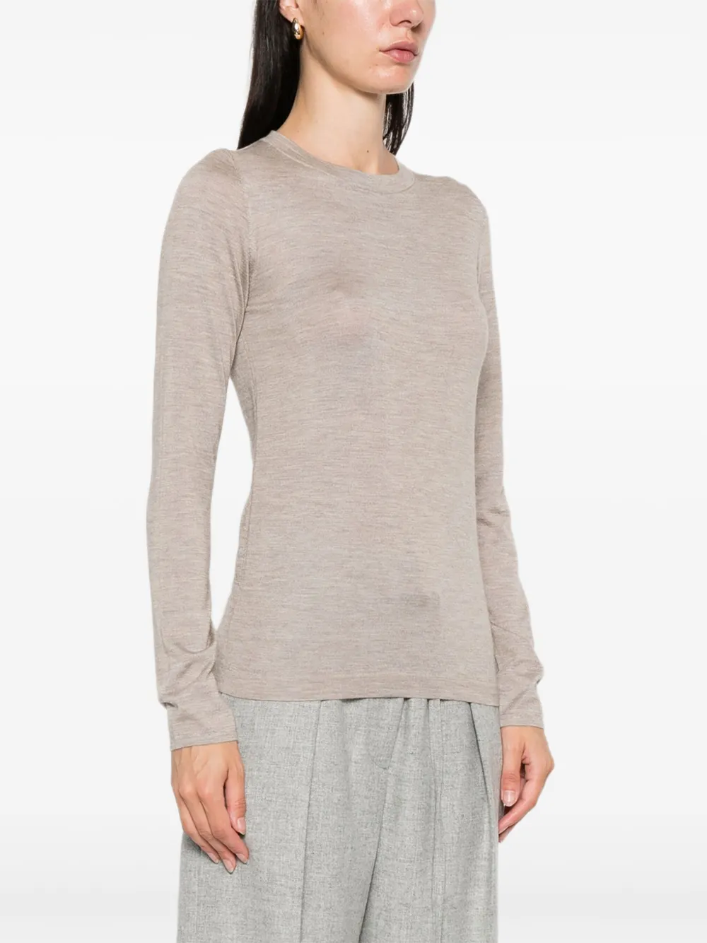Brunello Cucinelli long-sleeve round-neck sweater Beige