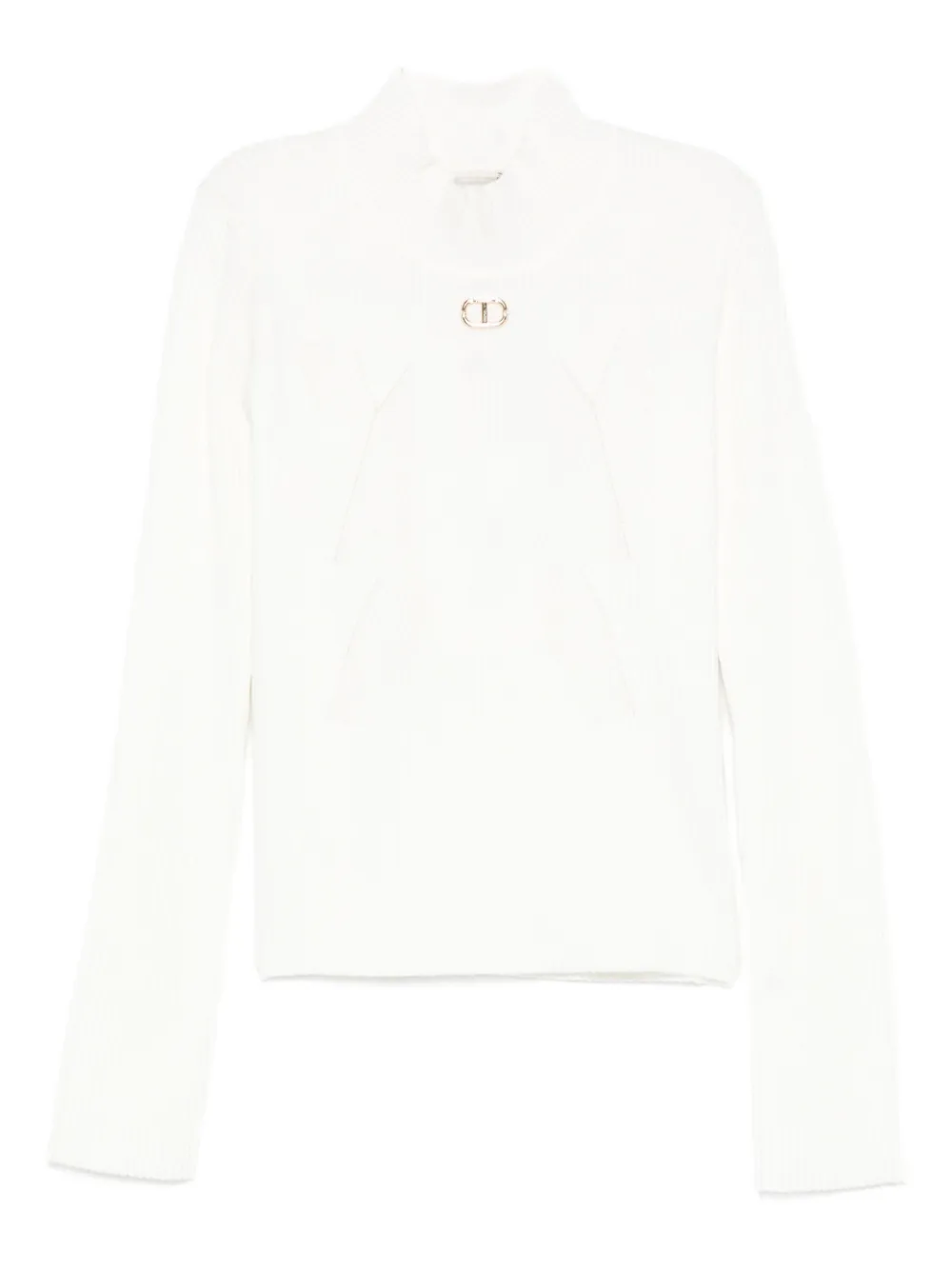 TWINSET Kids Trui met logoplakkaat en hoge hals Wit