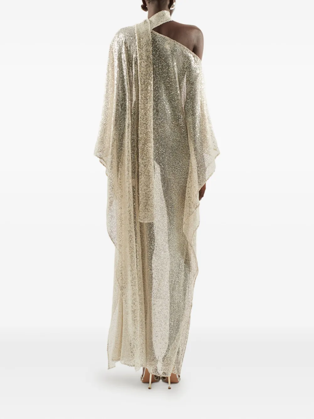 Taller Marmo Streep Disco maxi-jurk verfraaid met pailletten Beige