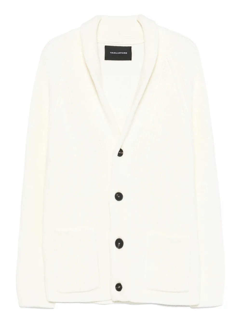 shawl-collar button cardigan