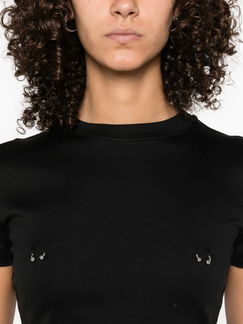 Mugler piercing-detail cotton T-shirt Zwart