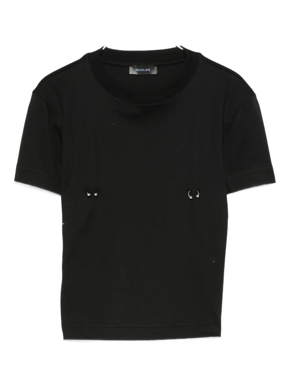 Mugler Piercing-detail Cotton T-shirt In Black