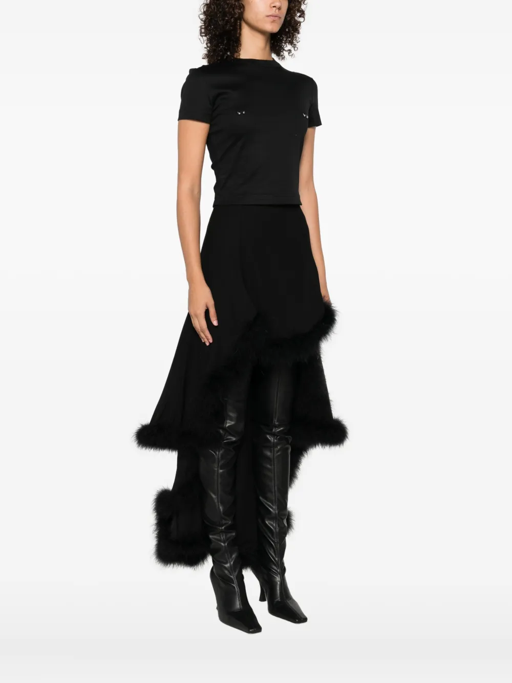 Mugler piercing-detail cotton T-shirt Zwart