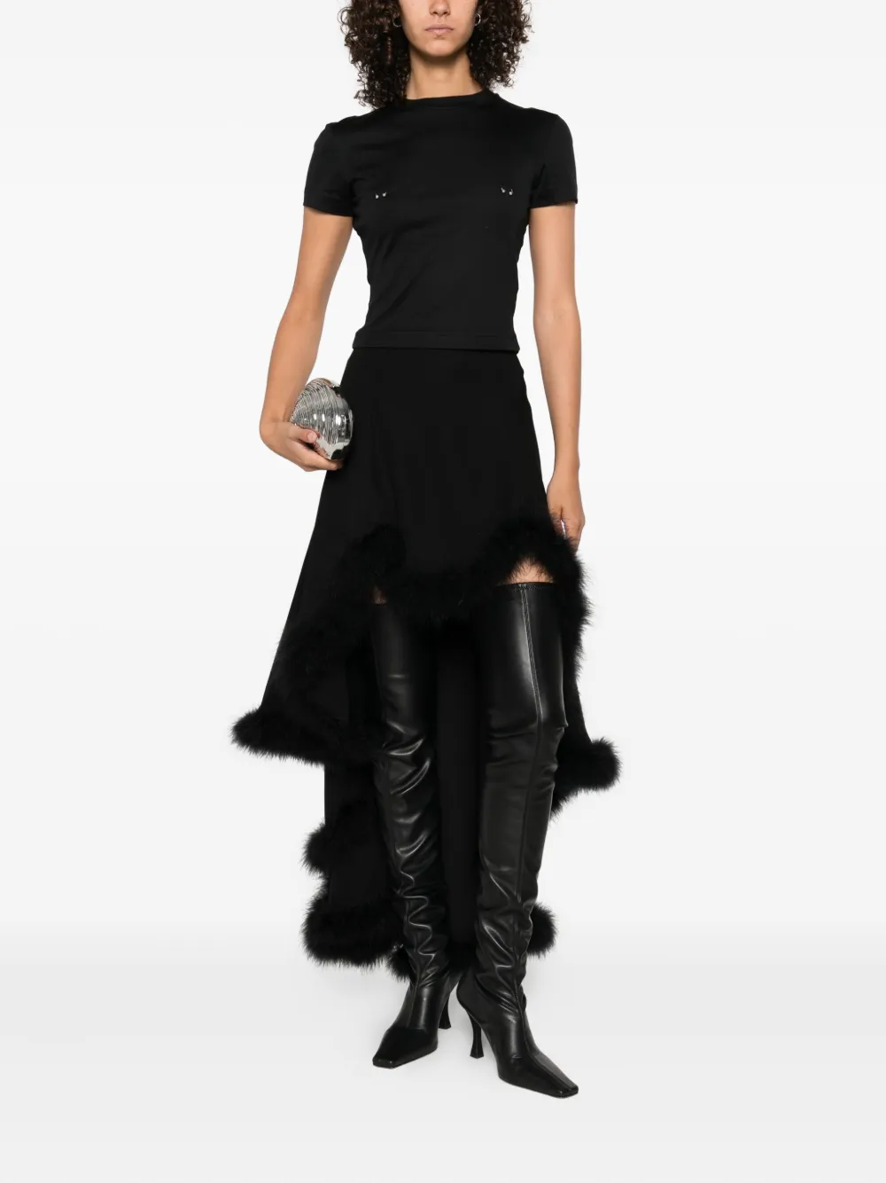 Mugler piercing-detail cotton T-shirt Zwart