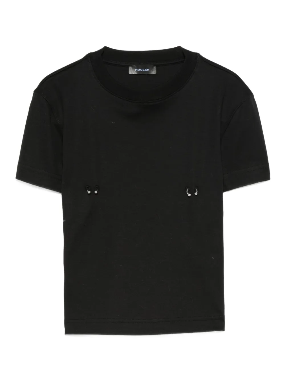 Mugler piercing-detail cotton T-shirt Zwart