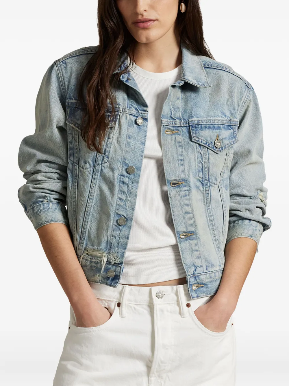 Polo Ralph Lauren distressed denim jacket Blauw