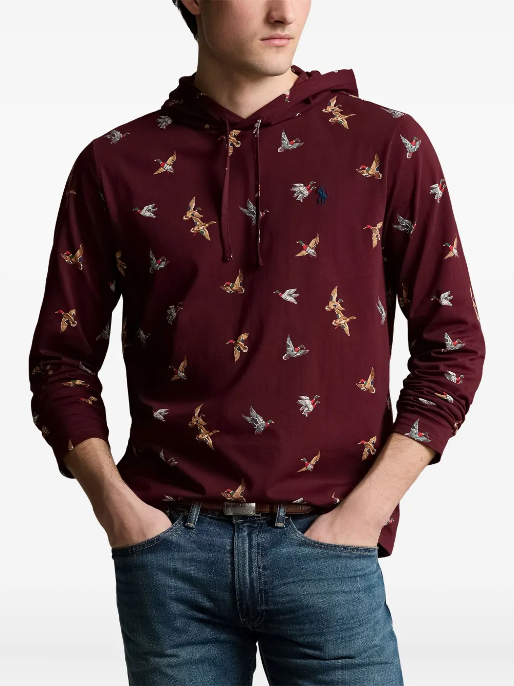 Polo Ralph Lauren T-shirt met capuchon en eendenprint Rood