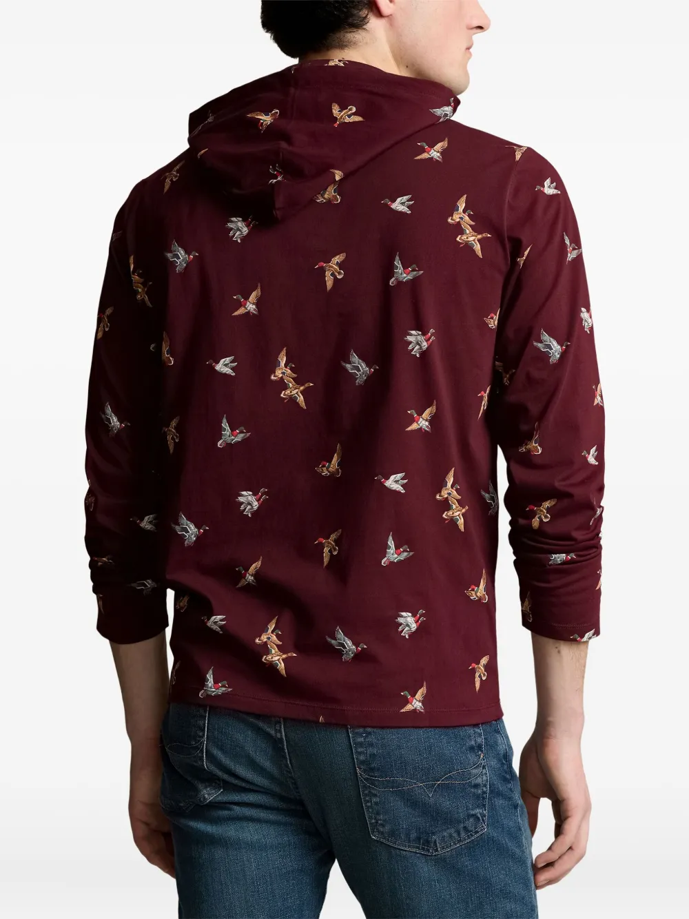 Polo Ralph Lauren T-shirt met capuchon en eendenprint Rood