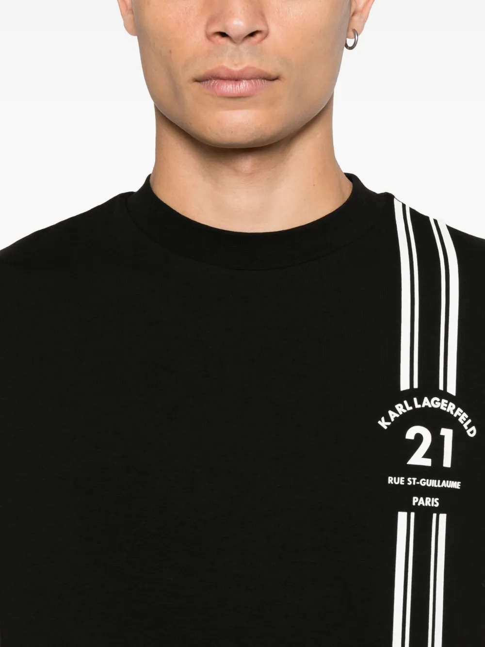 Karl Lagerfeld T-shirt met gestreept detail Zwart