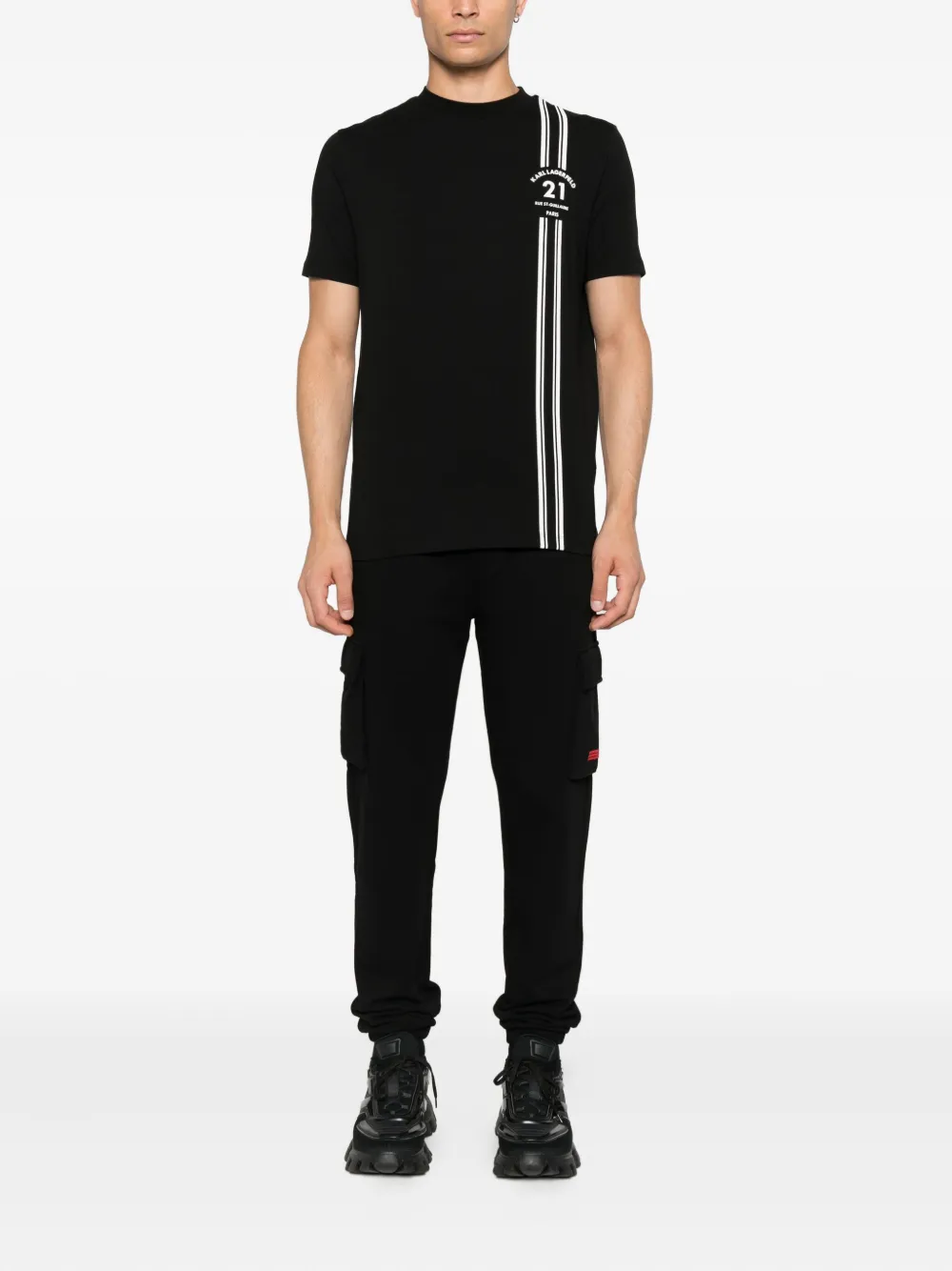 Karl Lagerfeld T-shirt met gestreept detail Zwart