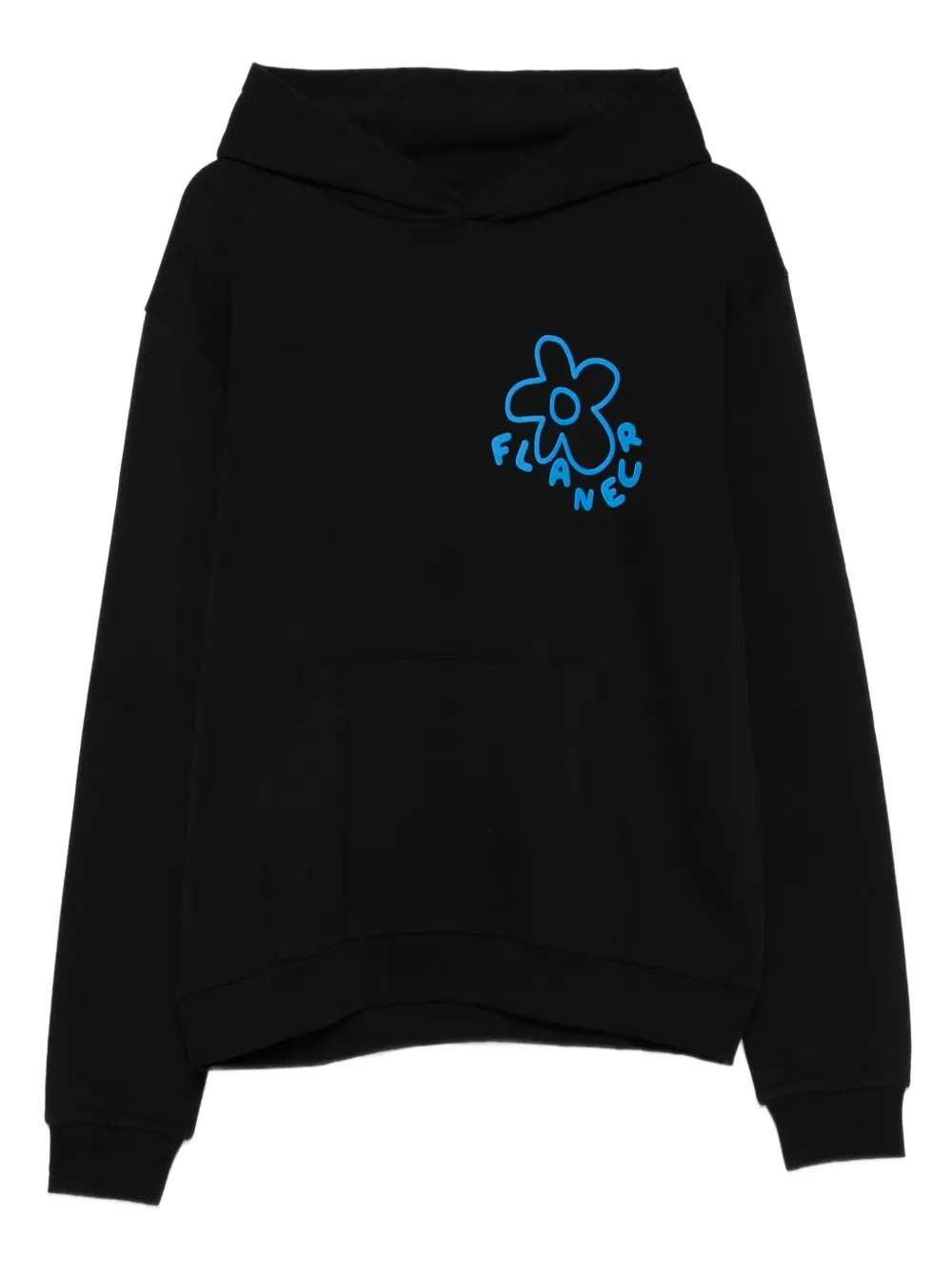 FLÂNEUR flower-print hoodie - ブラック FLÂNEUR flower-print hoodie - ブラック