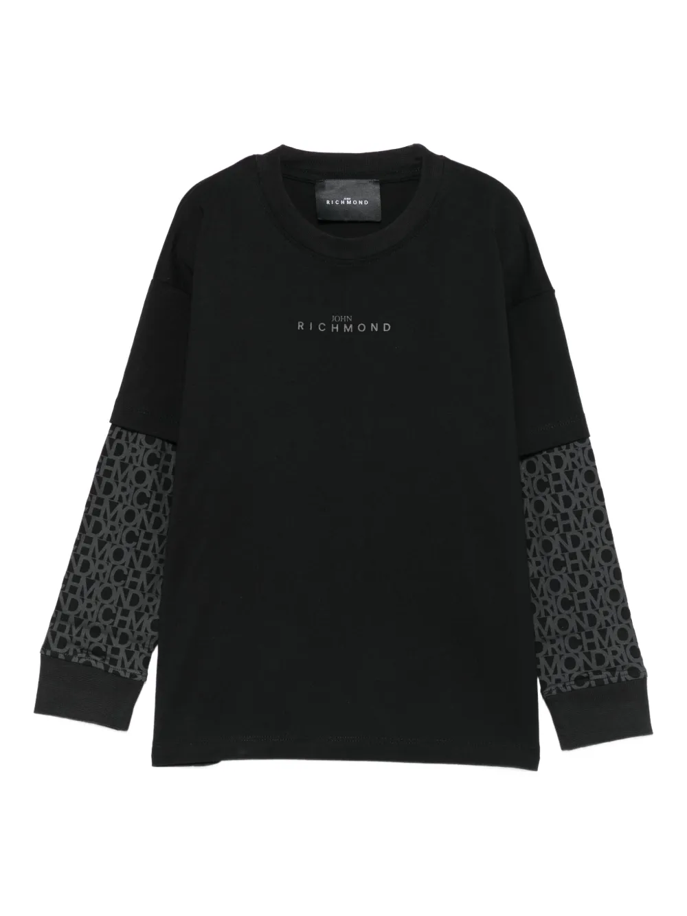 John Richmond Junior logo-print long-sleeve top Zwart