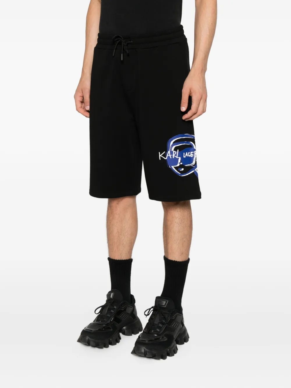 Karl Lagerfeld Shorts met logoprint Zwart