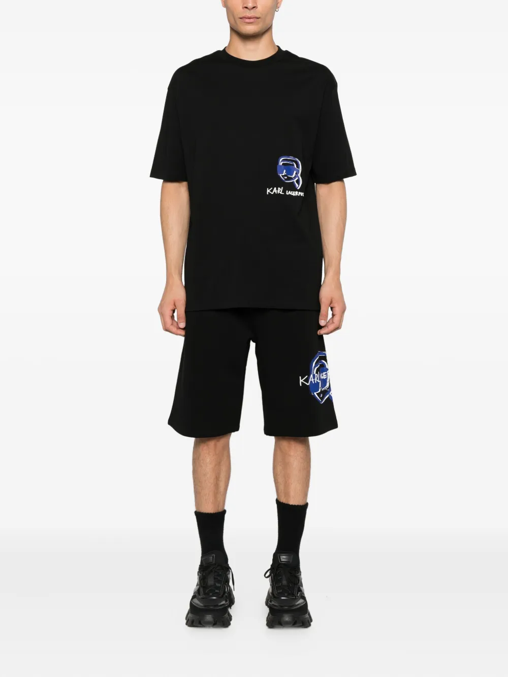 Karl Lagerfeld Shorts met logoprint Zwart