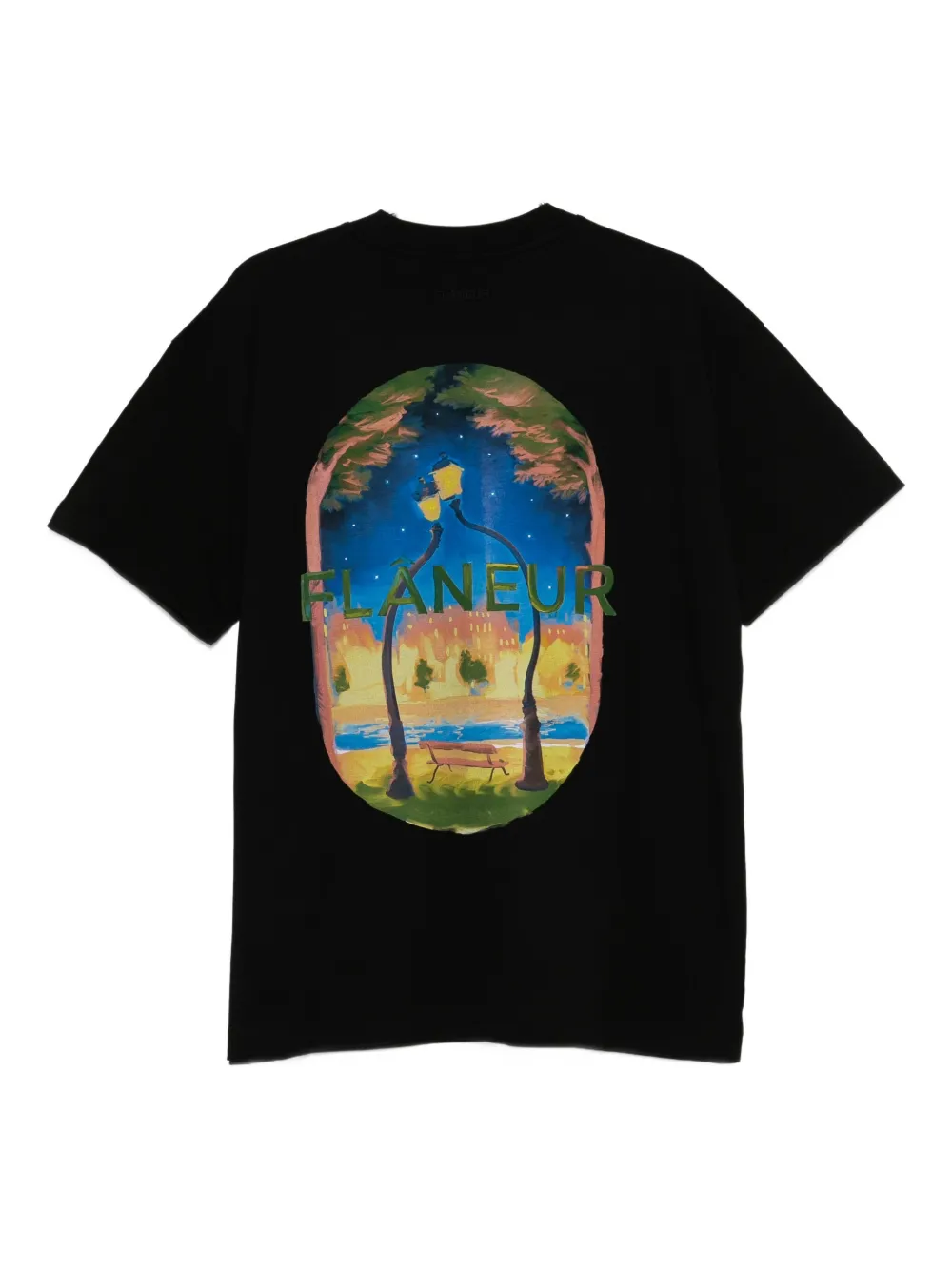 Flâneur Lanterns Of Love Graphic-print Cotton T-shirt In Black