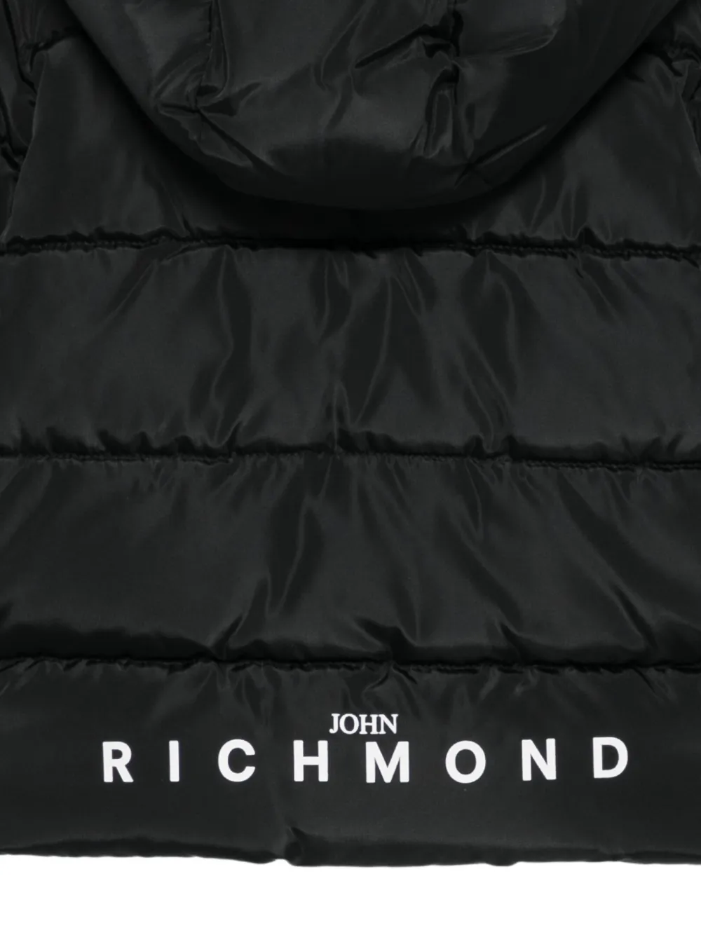 John Richmond Junior quilted hooded jacket Zwart