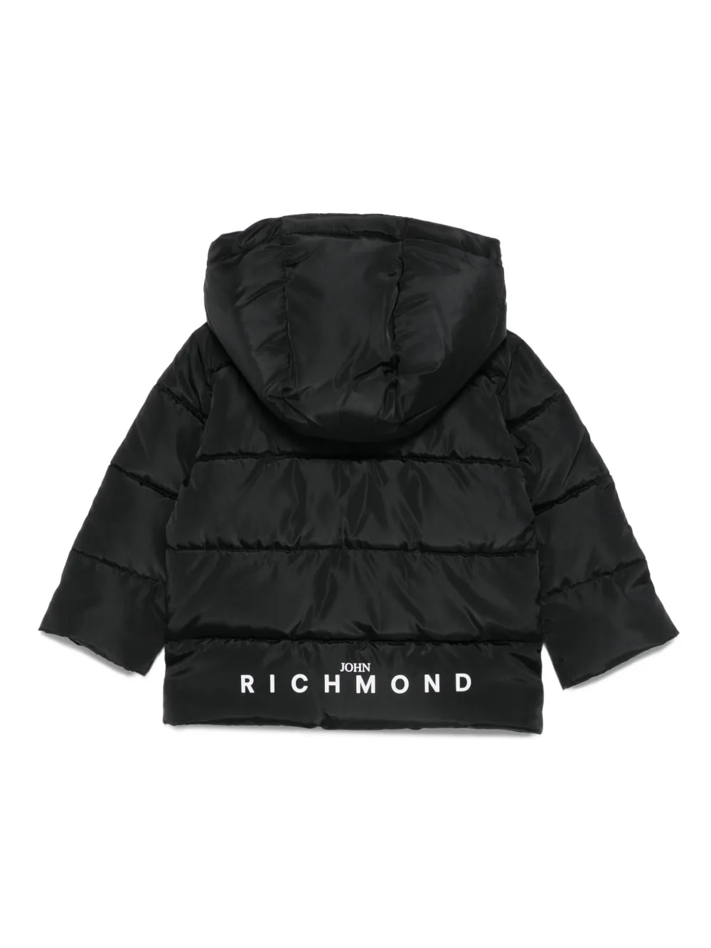 John Richmond Junior quilted hooded jacket Zwart