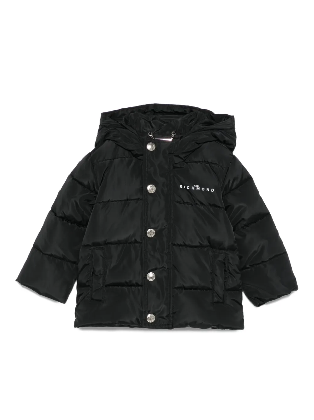 John Richmond Junior quilted hooded jacket Zwart