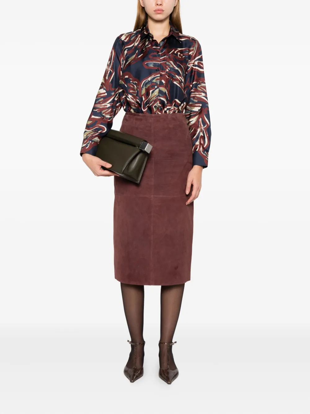 Weekend Max Mara Straight suède rok - Bruin