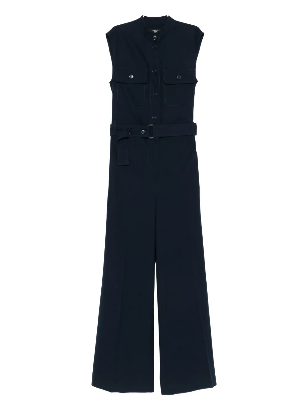 Weekend Max Mara Pocket-belted Jumpsuit In Blue