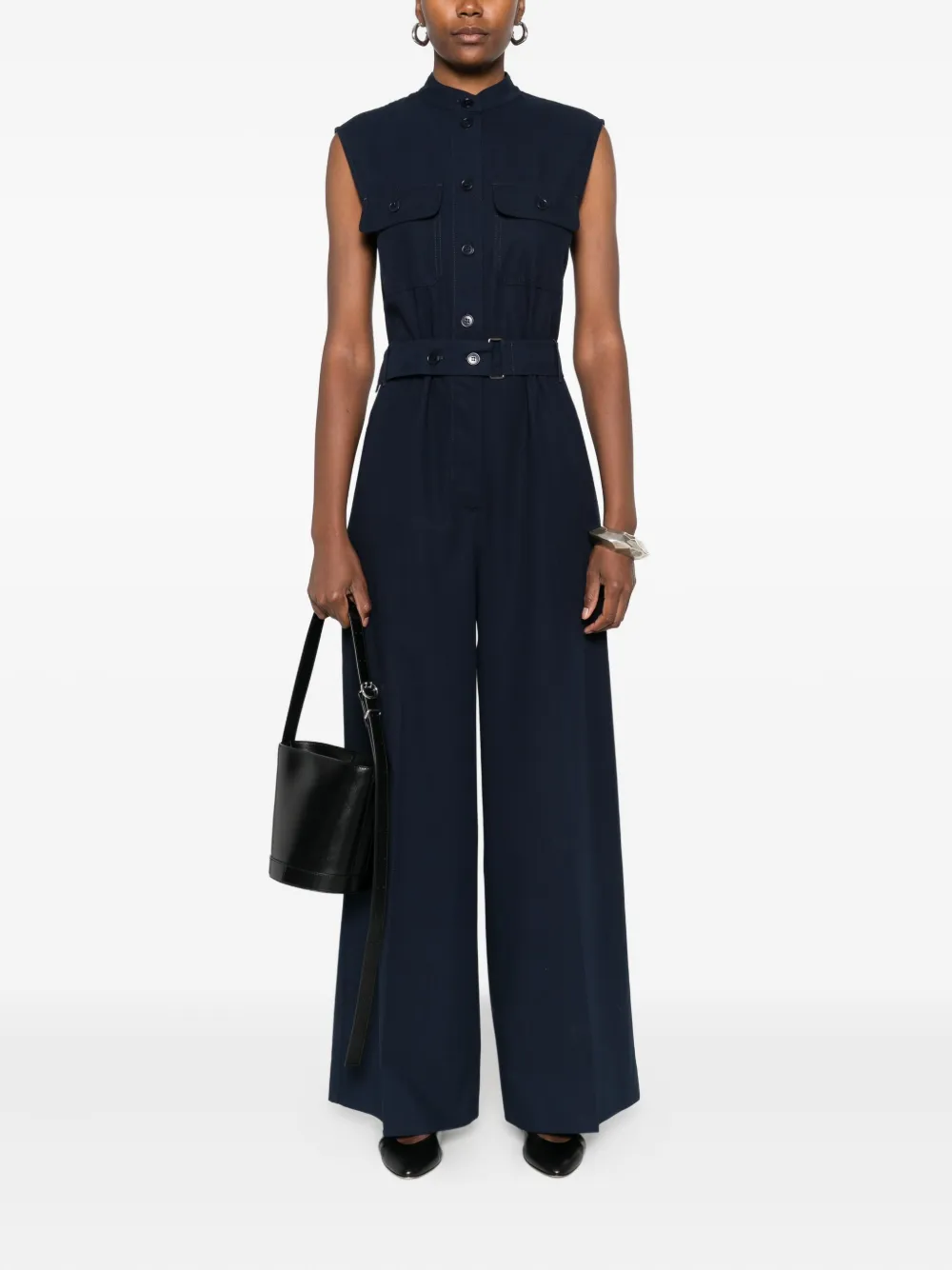 Weekend Max Mara Pocket-belted Jumpsuit In Blue
